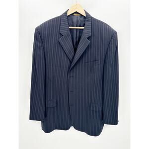 Jack Victor Prossimo Blue Pinstripe 100% Wool Suit Jacket Blazer Men's Size 46L